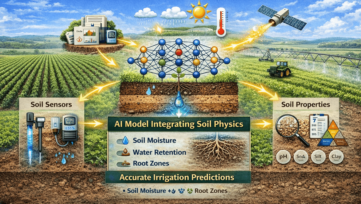Irrigation predictions using integration of soil physics into Artificial Intelligence (AI) models