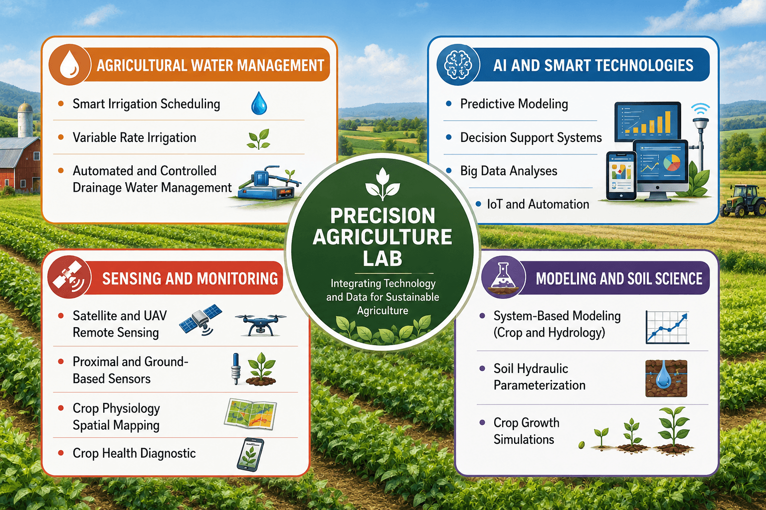 Precision Agriculture Lab — four thematic research areas